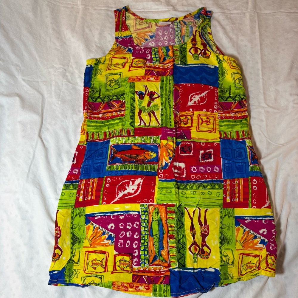 Colorful Patchwork Patterned Sun Dress Small - Picture 2 of 9